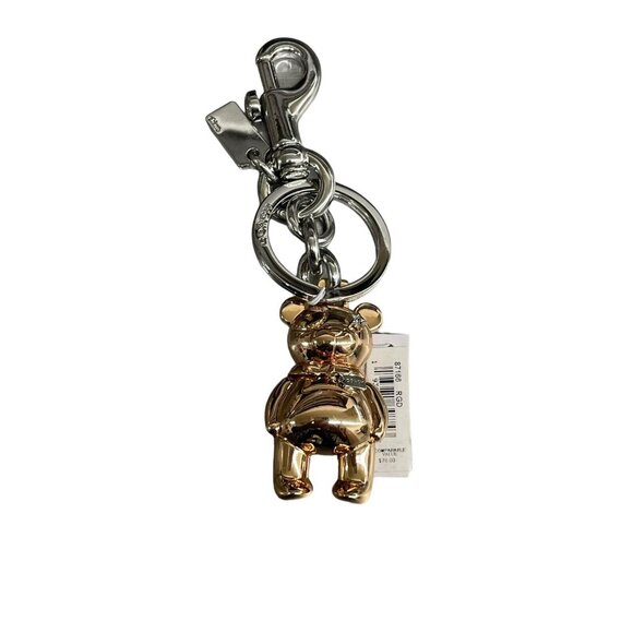 Coach Rose Gold Tone Teddy Bear Purse Charm 3D Keychain 87166 New - Picture 6 of 8